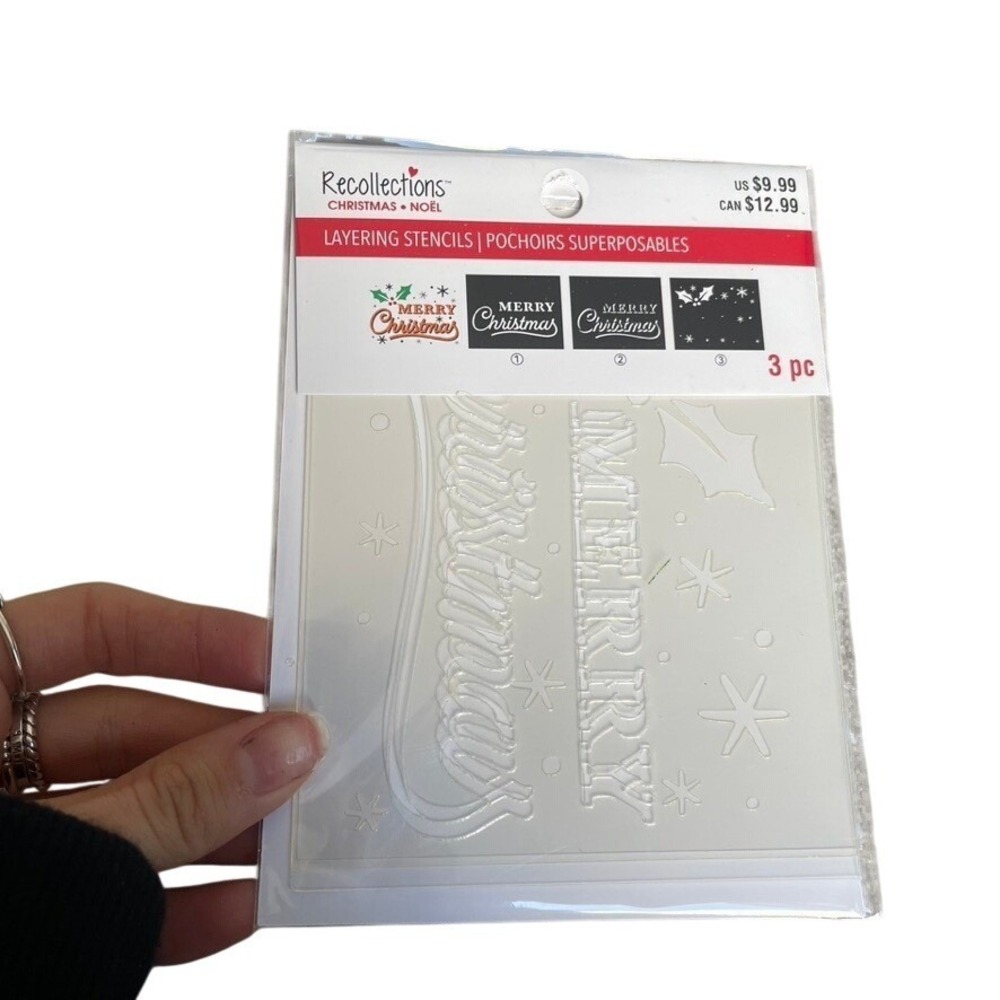 Recollections Merry Christmas Layering Stencils for Crafts and DIY Projects 3pc